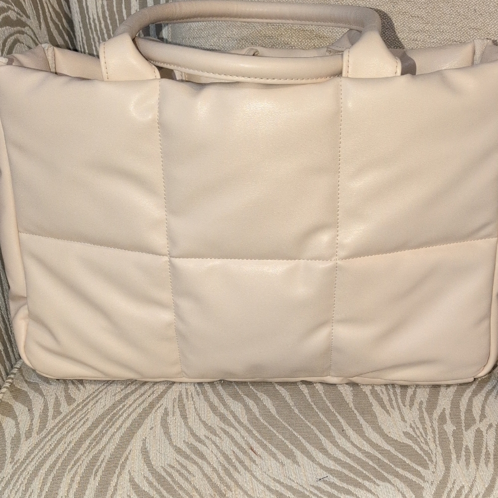 Chic Cream / Blush Puffer Tote Or Laptop Bag for Women
